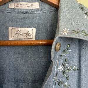 Vintage Foxcroft Embroidered Chambray Button Down